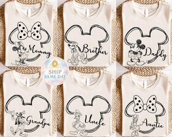 Camisetas a juego con nombre personalizado para las vacaciones familiares de Disney 2026, camisetas personalizadas para viajes a Disney, camisetas del equipo Disney, camiseta de Mickey y Minnie