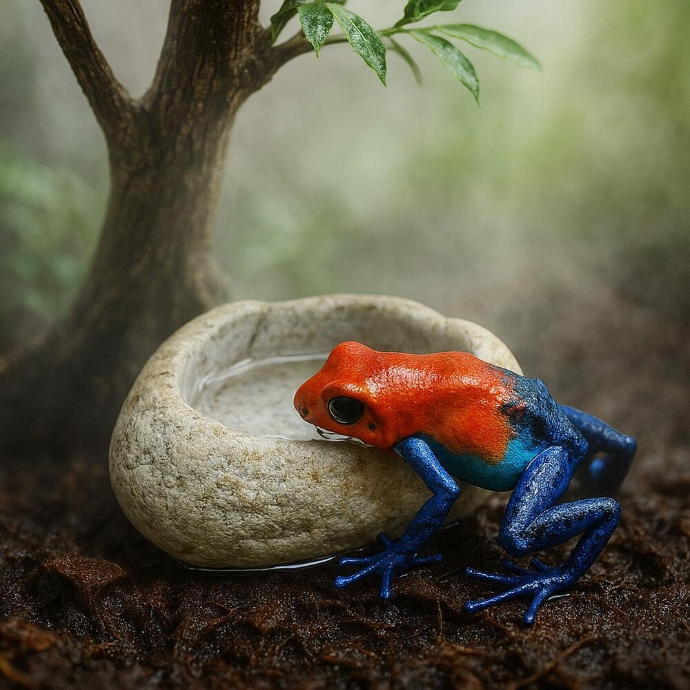 Natural River Stone Dart Frog Water Dish | Mini Food Bowl for Terrarium | Handmade Pebble Dish for Vivarium Decor