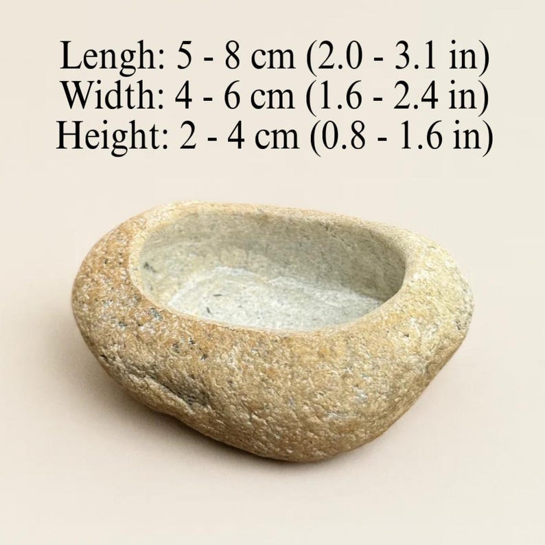 Handmade Stone Catchall Tray – Natural Pebble Bowl for Jewelry, Keys & Wallet | Rustic Wabi Sabi Decor Gift Medium size