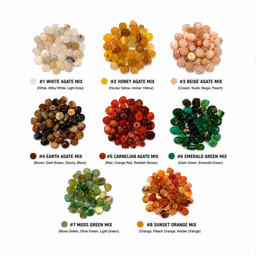 Crystal Chips | Agate Gemstone Chips | Semi Tumbled Crystal Stones | Bulk Natural Stone Chips | 2-10mm Aquarium Gravel | Vase Filler | CPMIX