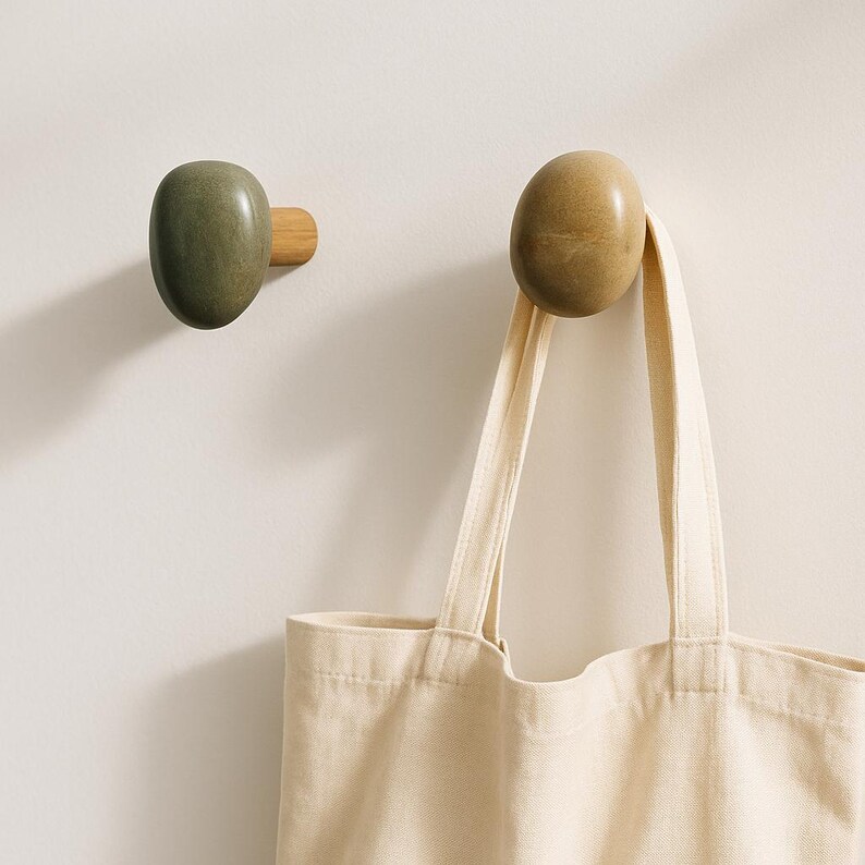 Natural Stone Wall Hook | River Rock Coat Hook | Rustic Pebble Wall ...