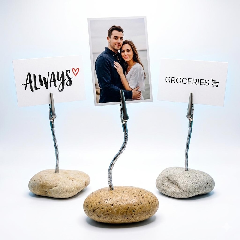 Natural Pebble Photo and Place Card Clip Holder