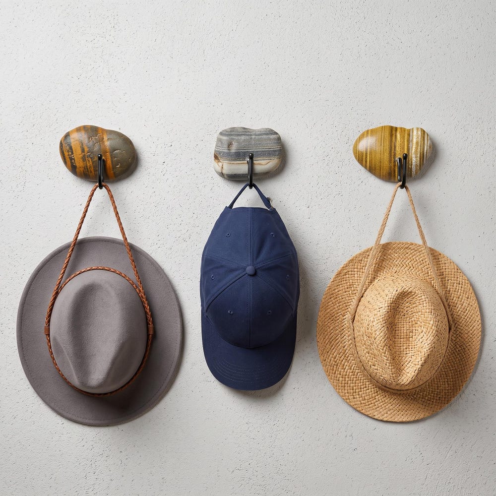 Hat Hooks and Scarf Holder: Natural Stone Adhesive Bag Hook, No Drill