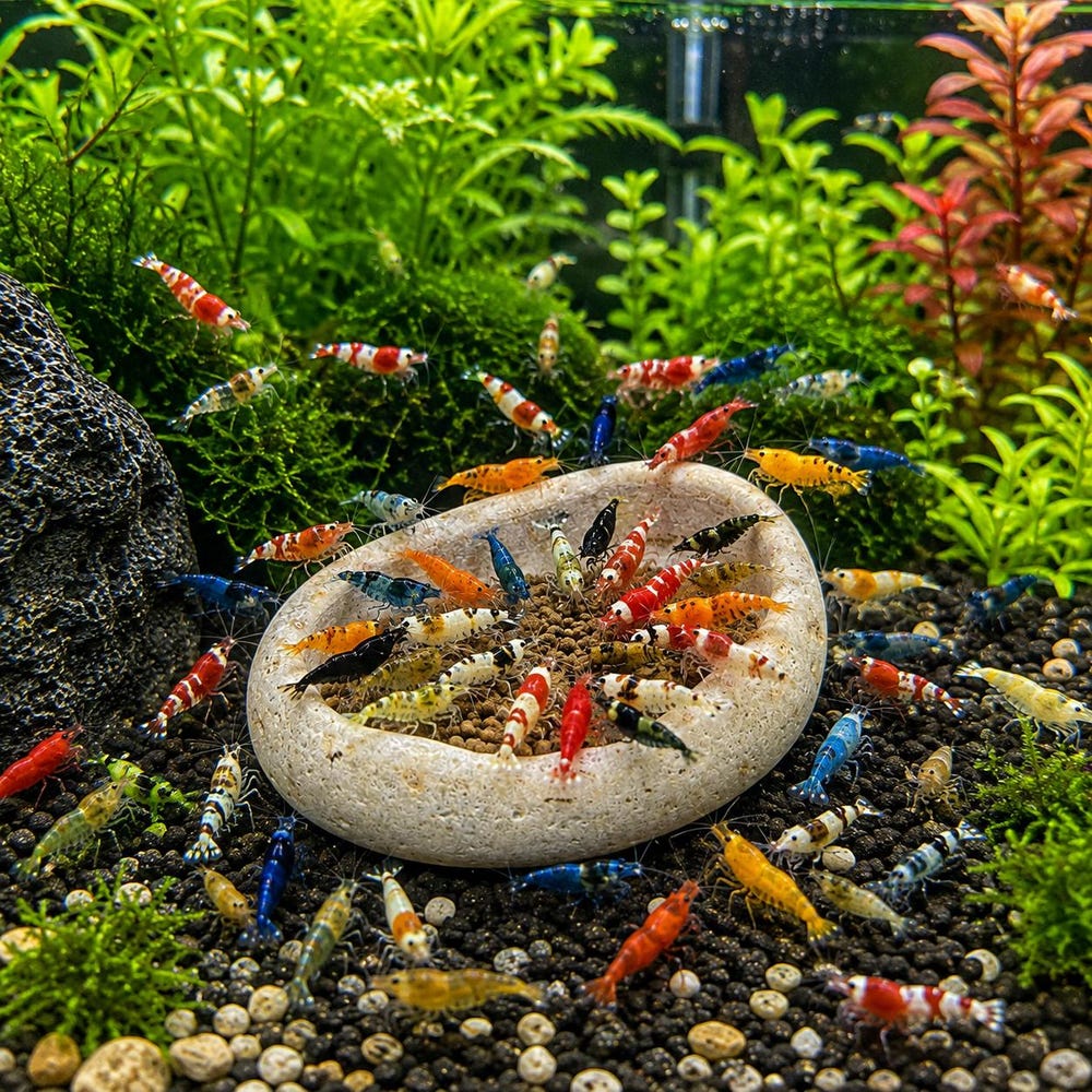 Aquarium Shrimp Feeding Bowl | Natural Stone Fish Dish | Betta Feeding Bowl | Snail Food Dish | Aquascape Decor