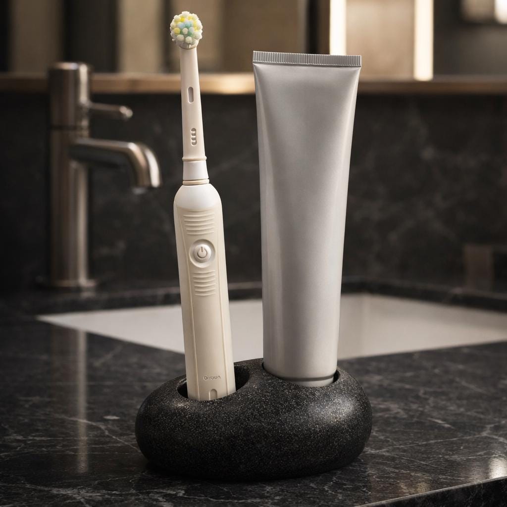 Toothpaste Stone Natural Pebble Electric Toothbrush Holder | Handmade Stone Holder for ...