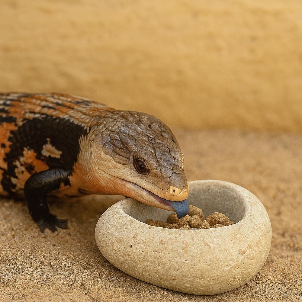 Natural Stone Blue Tongue Skink Bowl | Reptile Food Dish | Veggie Feeder | Heavy Rock Dish | Terrarium Decor