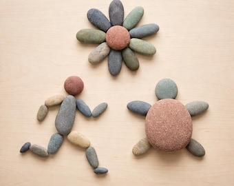 Giocattoli Montessori per la classe / Puzzle di ciottoli per bambini / Giocattolo didattico in pietra naturale / Materiale per la classe degli insegnanti