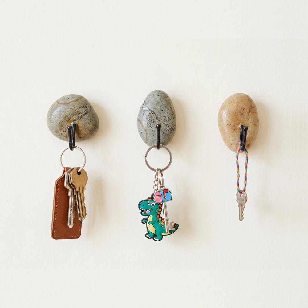 Stone Key Holder for Wall - Adhesive No-Drill Hook, 1 Piece