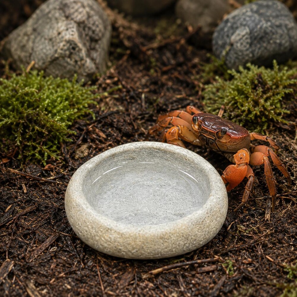 Land Crab Food Bowl | Natural Stone Crab Feeding Dish | Land Crab Water Bowl | Handmade Stone Bowl | Terrarium Decor