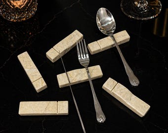 Knife & Fork Rest Natural Stone, Handmade Utensil Rest, Cutlery Rest, Minimalist Table Decor, Stone Knife Rest Holder
