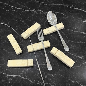 Cutlery Rest Blocks, Cutlery Holder Rest, Knife Fork Spoon Rest, Natural Stone Handmade, Minimal Table Decor, Kitchen Utensil Holder
