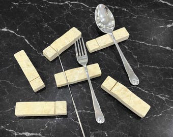 Cutlery Rest Blocks, Cutlery Holder Rest, Knife Fork Spoon Rest, Natural Stone Handmade, Minimal Table Decor, Kitchen Utensil Holder