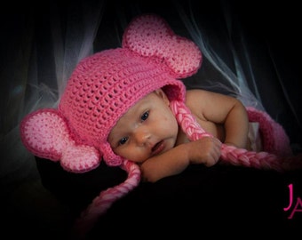 PATTERN - Elephant -  Earflap style Hat - PDF