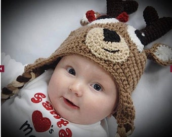 PATTERN - holly Deer traditions -  Earflap style Hat - PDF