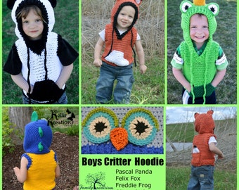 Boys Critter Hoodie Collection- PDF PATTERN ONLY