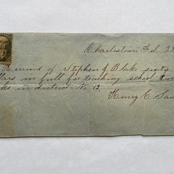 1865 Receipt for School Teacher’s Salary