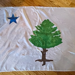 3’x5’ 1901 Original Hand-Painted Historical Maine Flag (silk taffeta)