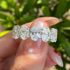 IGI Oval Lab Grown Diamond 14K White Gold Engagement Band, Stackable Bridal Anniversary Ring