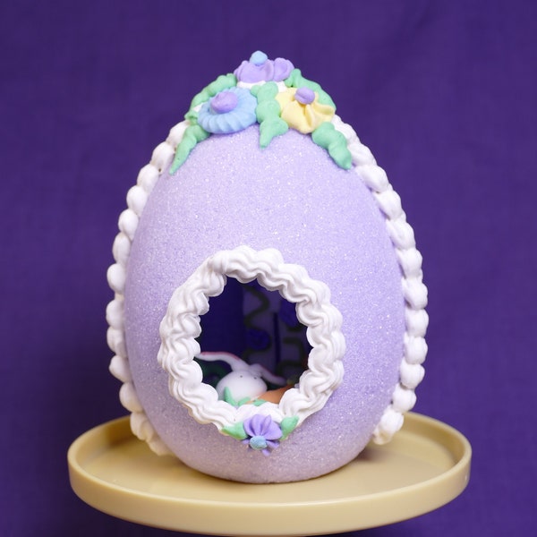 Panoramic Sugar Easter Egg Easter Gift Egg Decoration PURPLE Edible 3D Egg