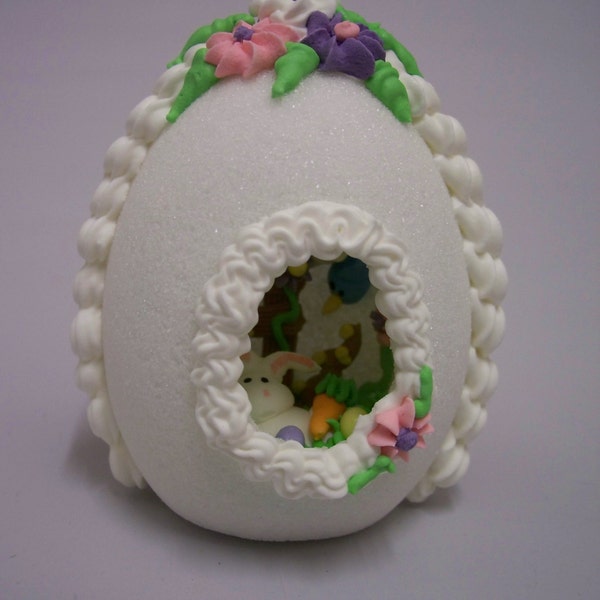 Easter Egg Panoramic Sugar Egg Easter Candy Egg Gift Decoration WHITE Edible 3D