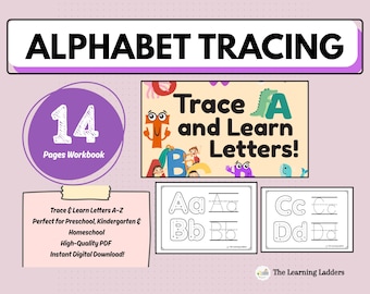 Alphabet Tracing Workbook | Handwriting Practice | Preschool & Kindergarten | PDF and JPG