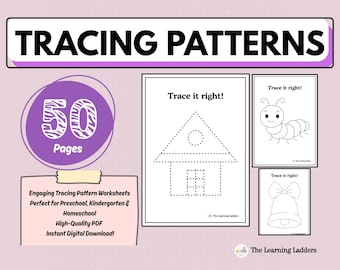 Tracing Pattern Worksheets for Preschool and Kindergarten | Fine-Motor and Prewriting Practice | Instant Download PDF