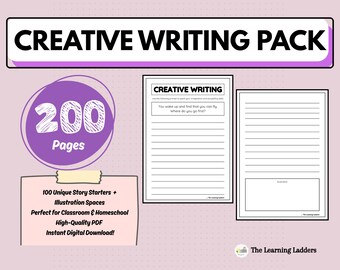Creative Writing Worksheets | 100 Unique Prompts with Illustration Space | Writing Practice | Elementary & Primary