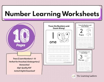 Number 1–10 Tracing and Counting PDF | Preschool & Kindergarten Printable Coloring Activity