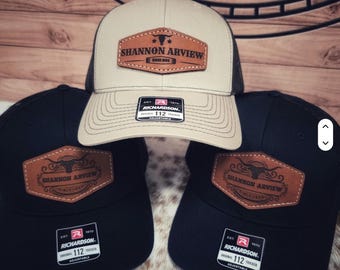 Custom Baseball Caps Desert Engrave Leather Patch logo Baseball Cap