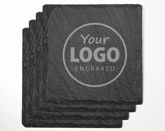 Personalized Black Stone Coaster- Slate Coaster - 4 Pack Options - Gifts for Birthday, Wedding, Party, Table Decor, Kitchen Decor