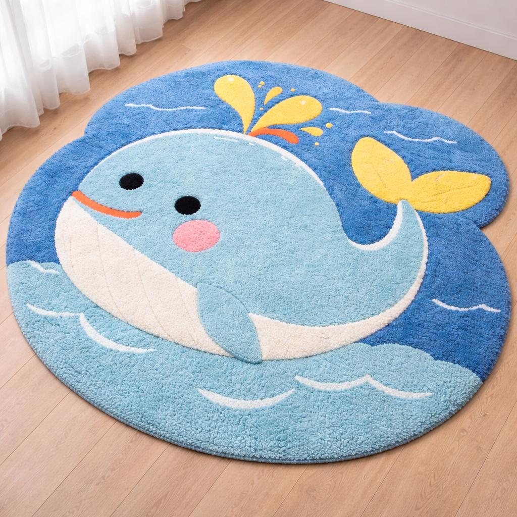 Hand Tufted Kids Whale Rug | Soft Nursery Carpet - Etsy
