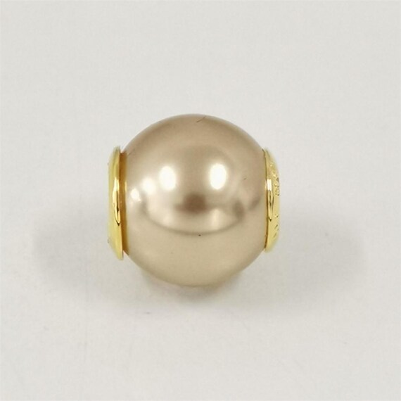 Pandora round gold plating artificial pearl charm