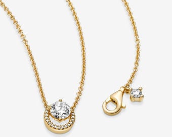 collana con ciondolo a forma di alone rotondo scintillante Pandora #45 cm