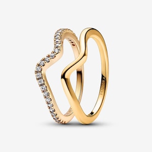 Conjunto de anillos apilables Pandora Gold Wave