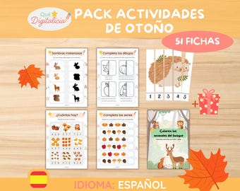 Grande pacchetto didattico autunnale stampabile | Attività per bambini in PDF | Giochi Montessori, conteggio, puzzle, ombre, colorazione e altro ancora