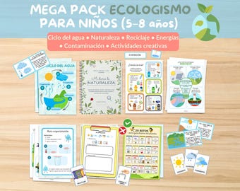 Pacchetto ambientalista per bambini dai 5 agli 8 anni | Ciclo dell'acqua, riciclaggio, natura | Attività educative stampabili