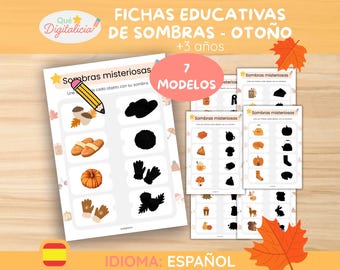 Werkbladen over herfstschaduw | Afdrukbare educatieve activiteit | Visueel matchspel voor kinderen | Vroegschoolse educatie (PDF)