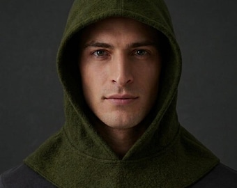 Mittelalterliche Fleece-Kapuzenmütze, Winter-Halswärmer und -Kapuze