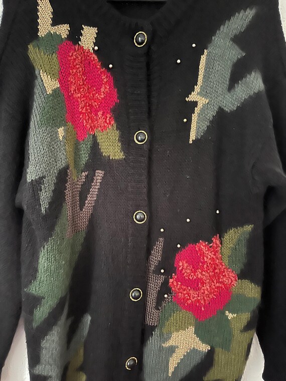 Vintage 80s Mohair Floral Cardigan 42/44 - Etsy