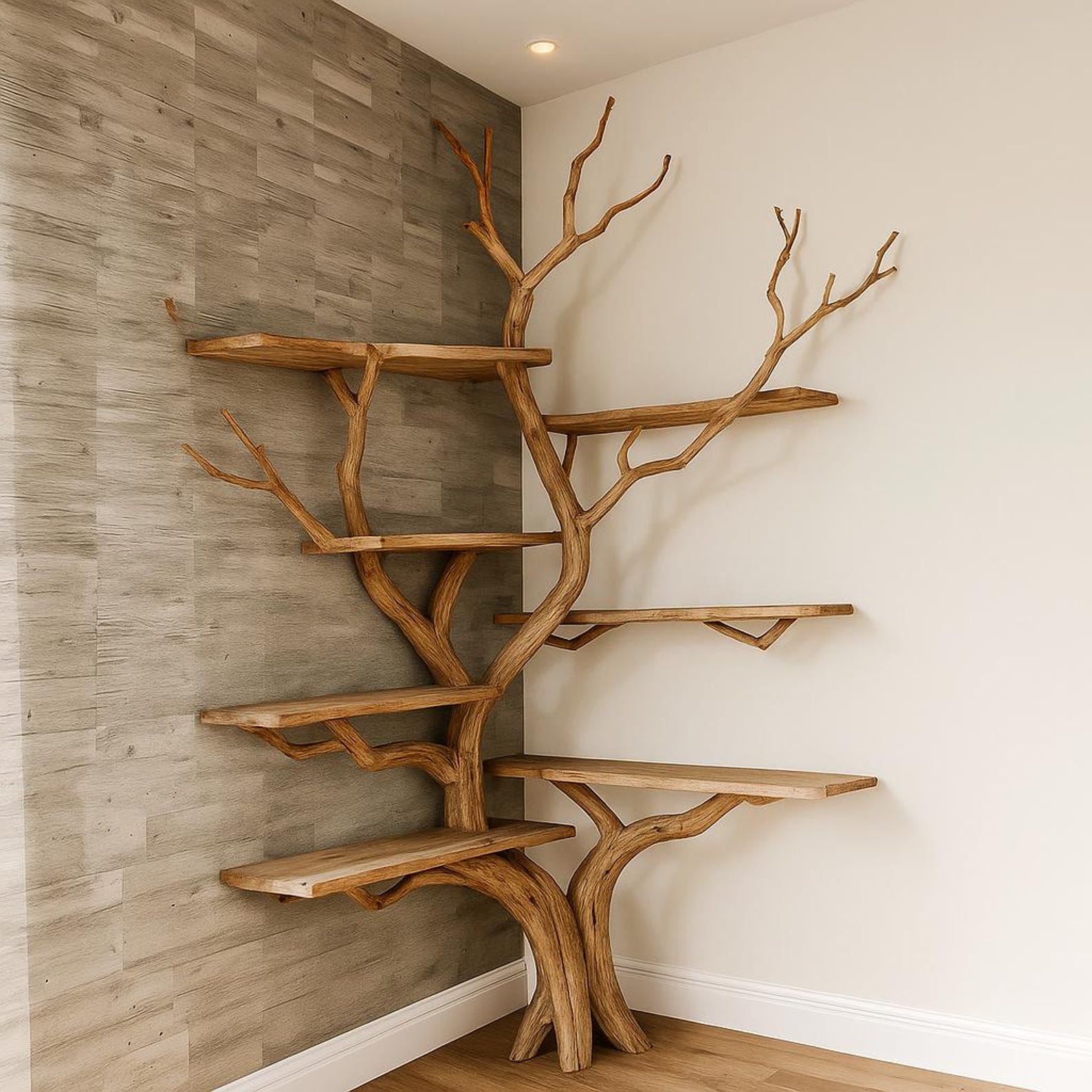 Rustic Corner Book Tree Shelf
