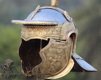 Rzymski hełm z mosiądzu i stali Niederbieber, replika zbroi do rekonstrukcji, LARP-ów i ekspozycji historycznych