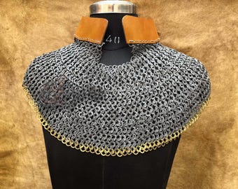 Medieval Chainmail Aventail | 8mm Mild Steel Neck Armor, LARP