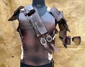 Fantasy Läderrustningsset – Bröstplåt med Bandolier för Reenactment och Kostym