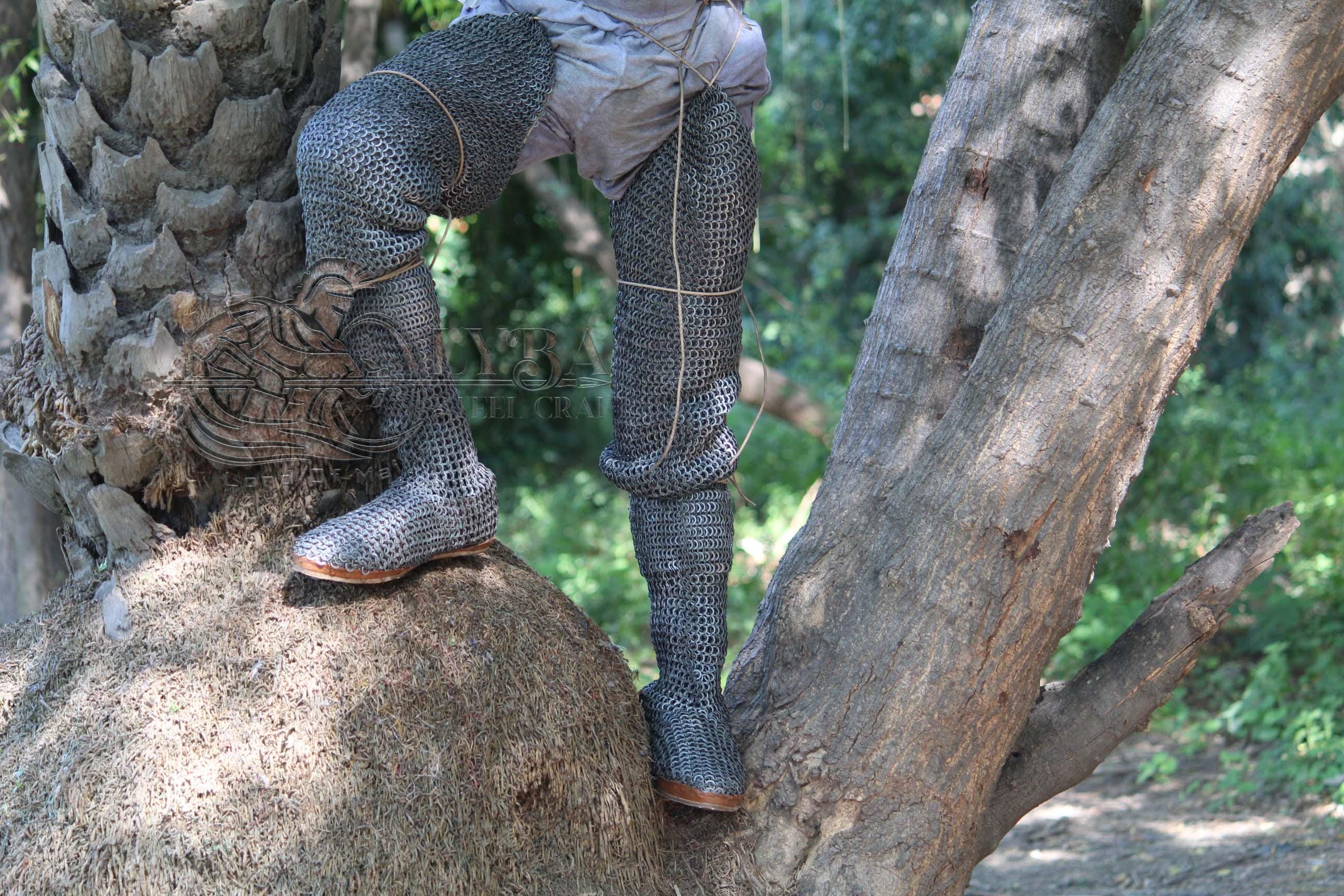 Mild Steel Chainmail Chausses – 8mm Flat Ring Riveted Leg Armor With ...