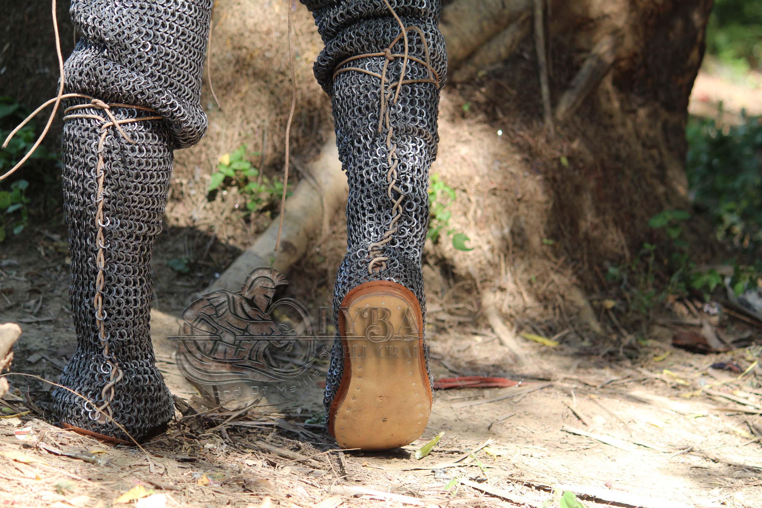 Mild Steel Chainmail Chausses – 8mm Flat Ring Riveted Leg Armor With ...
