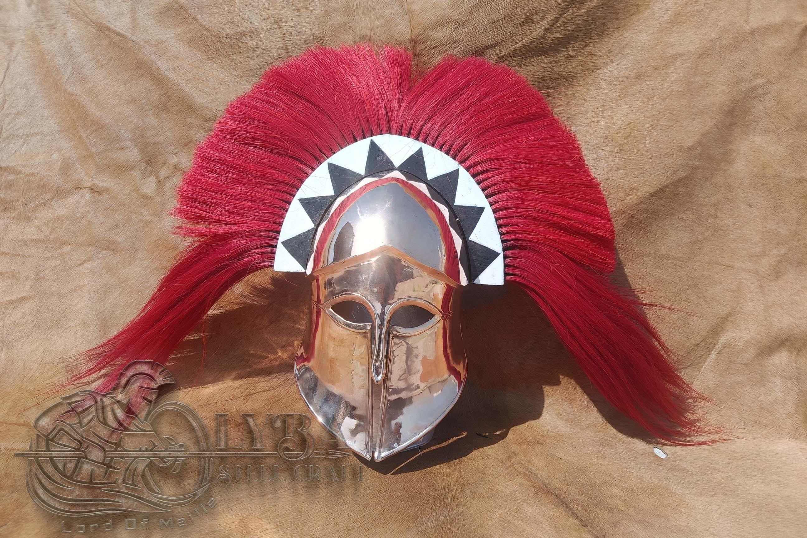 コリント式青銅兜｜古代ギリシャ重装歩兵鎧レプリカ（赤い馬毛の飾り