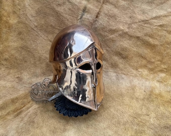 Bronze Korinthischer Helm | Altgriechische Hoplit Replik | Handgefertigter Reenactment & Cosplay Helm