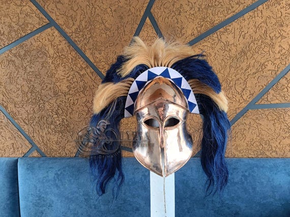 Corinthian Bronze Helmet | Ancient Greek Armor Replica with Horsehair Crest for Cosplay & Reenactment
