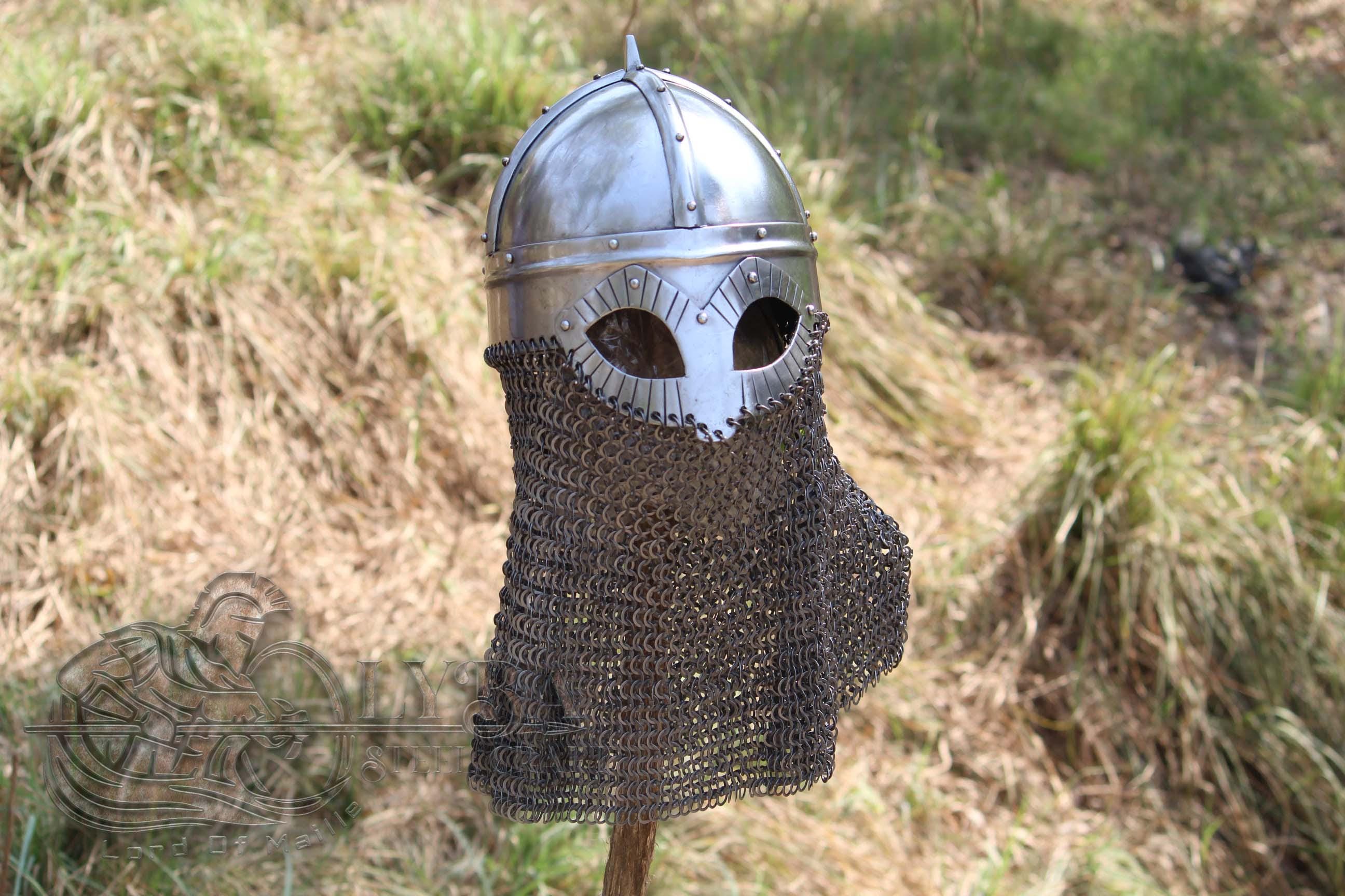 Casque Viking Gjermundbu Avec Chaîne Maille - Costume Médiéval / Halloween - Neuf