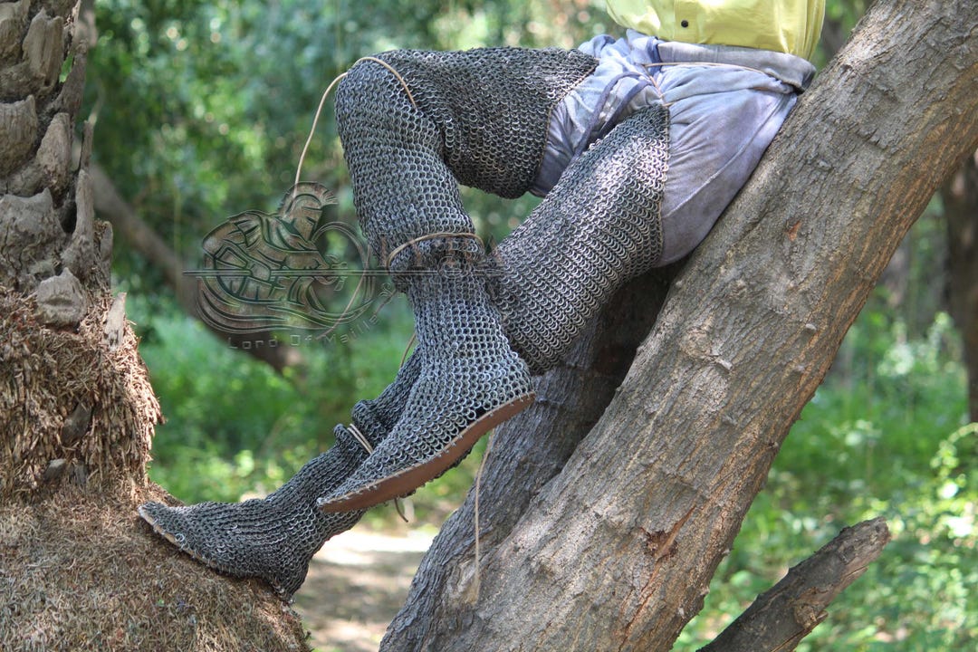 Chainmail Chausses 8mm Mild Steel – Handmade Medieval Leg Armor for ...